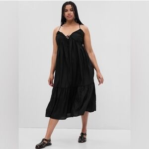 Gap Tie-Front Ruffle Hem Maxi W/ Pockets Dress Size Large